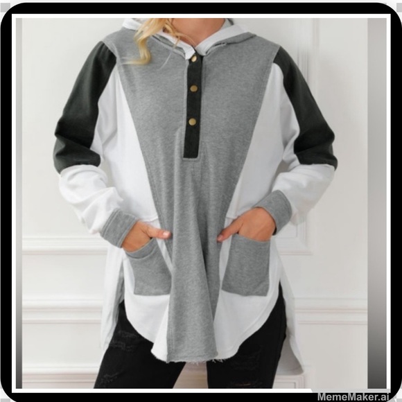 OVERSTOCKED - TODAY ONLY!! Y2K White-Black Corduroy- & Gray Exposed Seam Snap - Picture 1 of 16